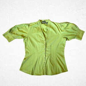 Woman's Green Stretch Feathers Blouse Size L